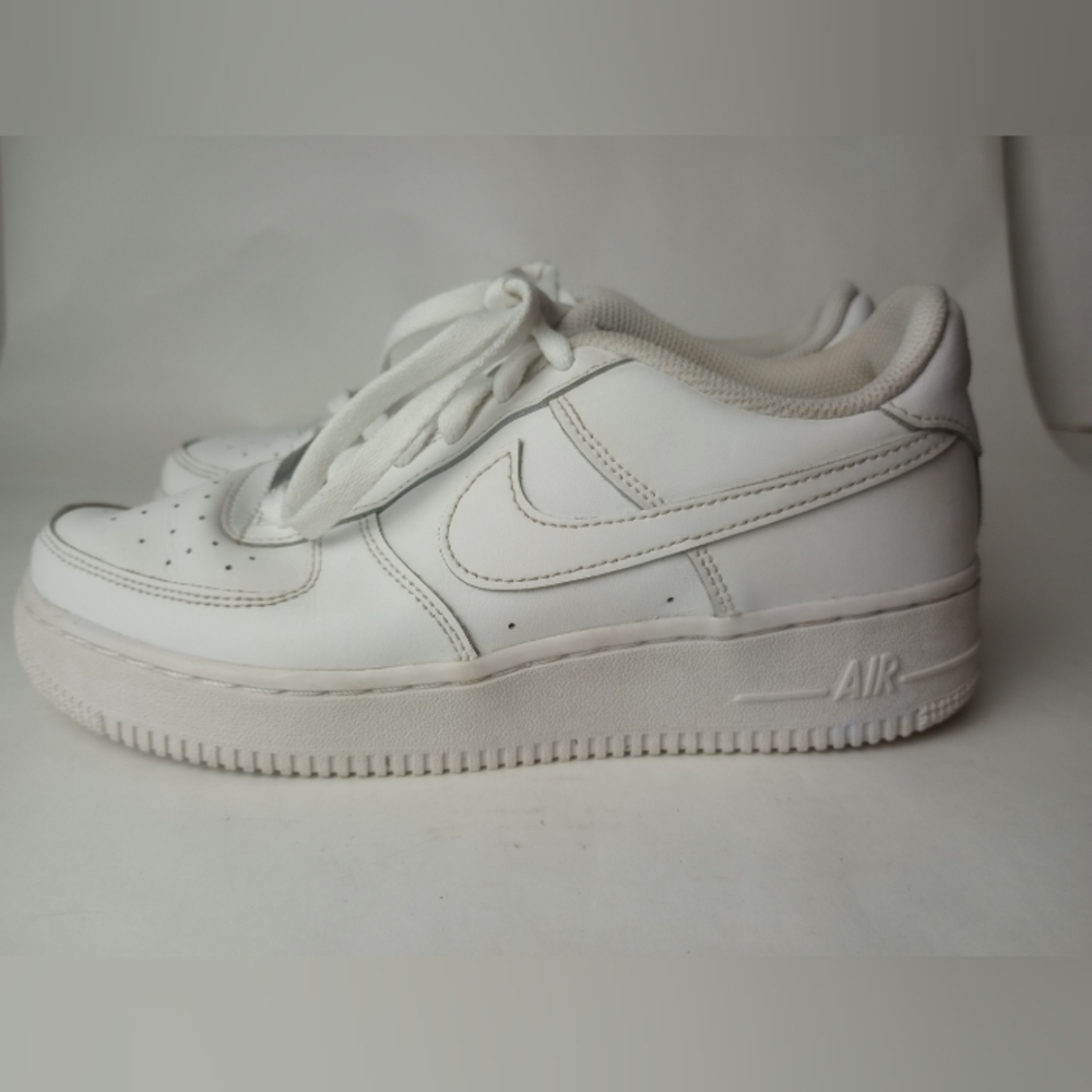 Nike Air Force 1s, White Leather Low Top Sneakers,6 Y, Women Size 6